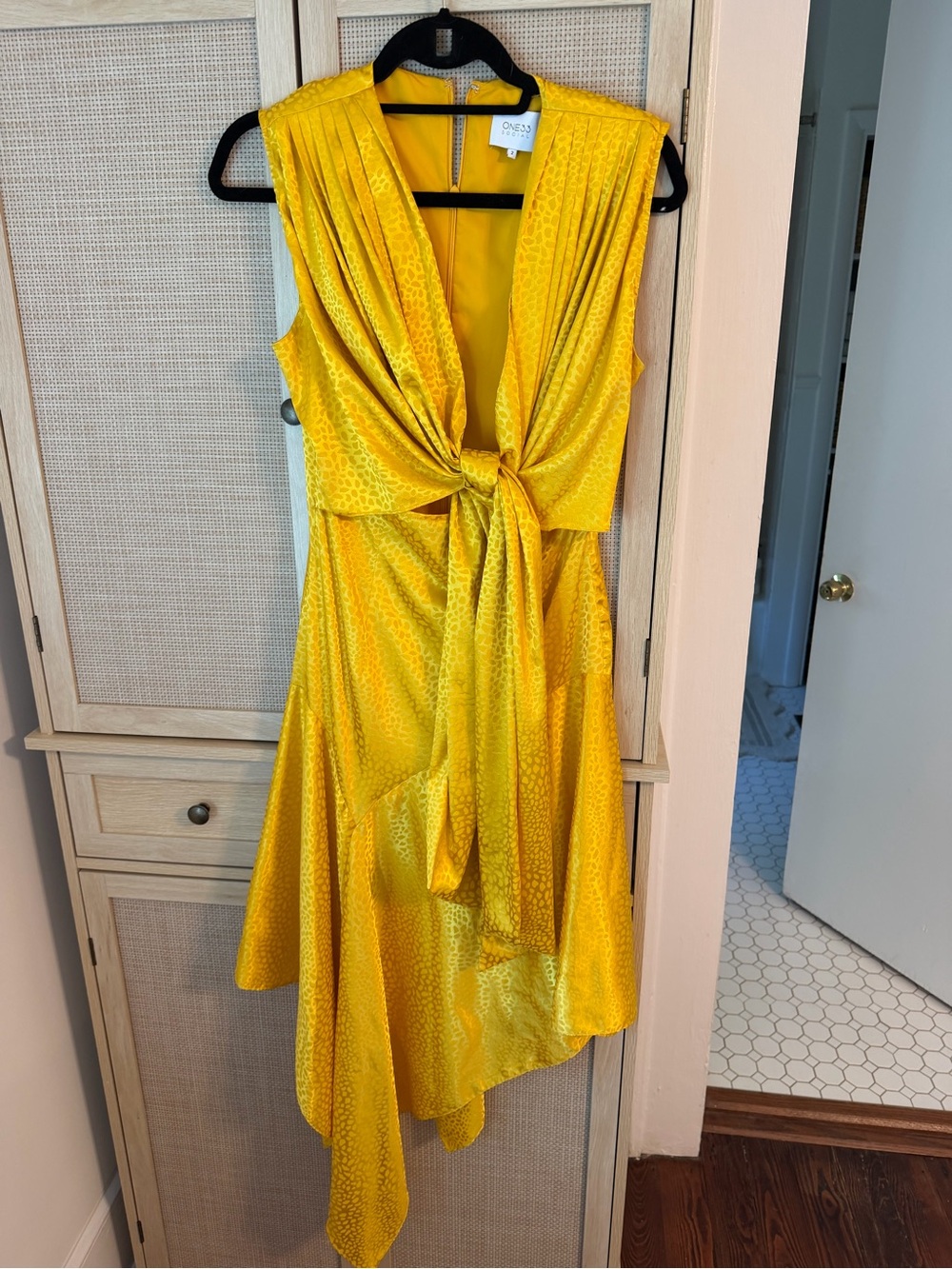 Oasis Yellow Tie-Front Midi Dress